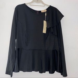 Kate Kasin Fashion Long Sleeve Ruffle Top